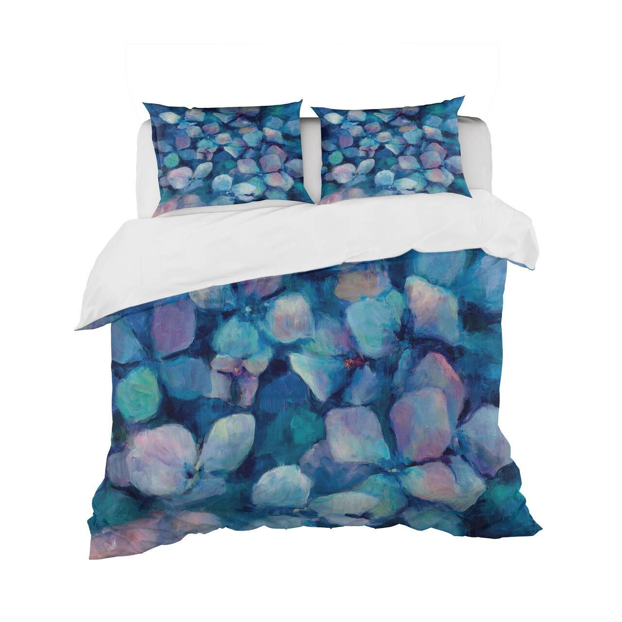 Designart 'Abstract Blue Flower Petals' Geometric Bedding Set - Duvet Cover & Shams